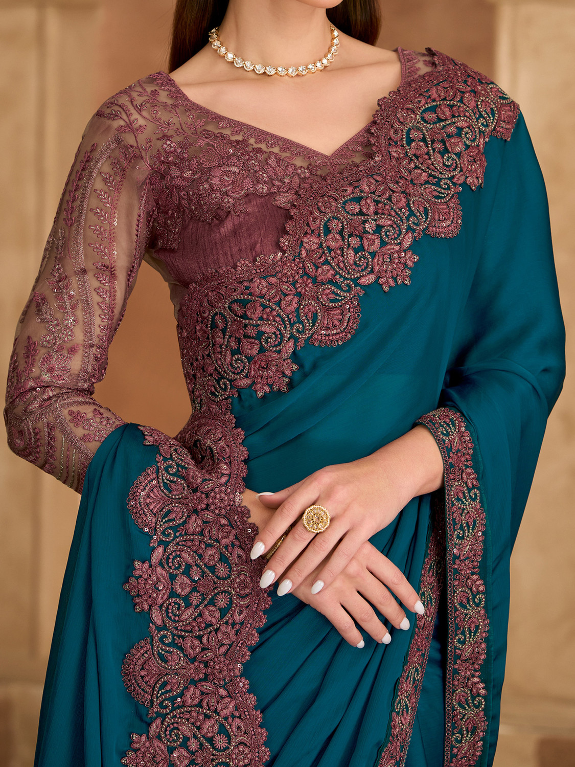 Image of Tasrika Embroidered Bollywood Satin Saree