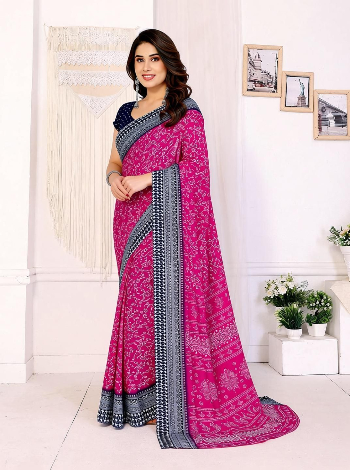 Image of Anand Sarees Printed Daily Wear Georgette Saree
