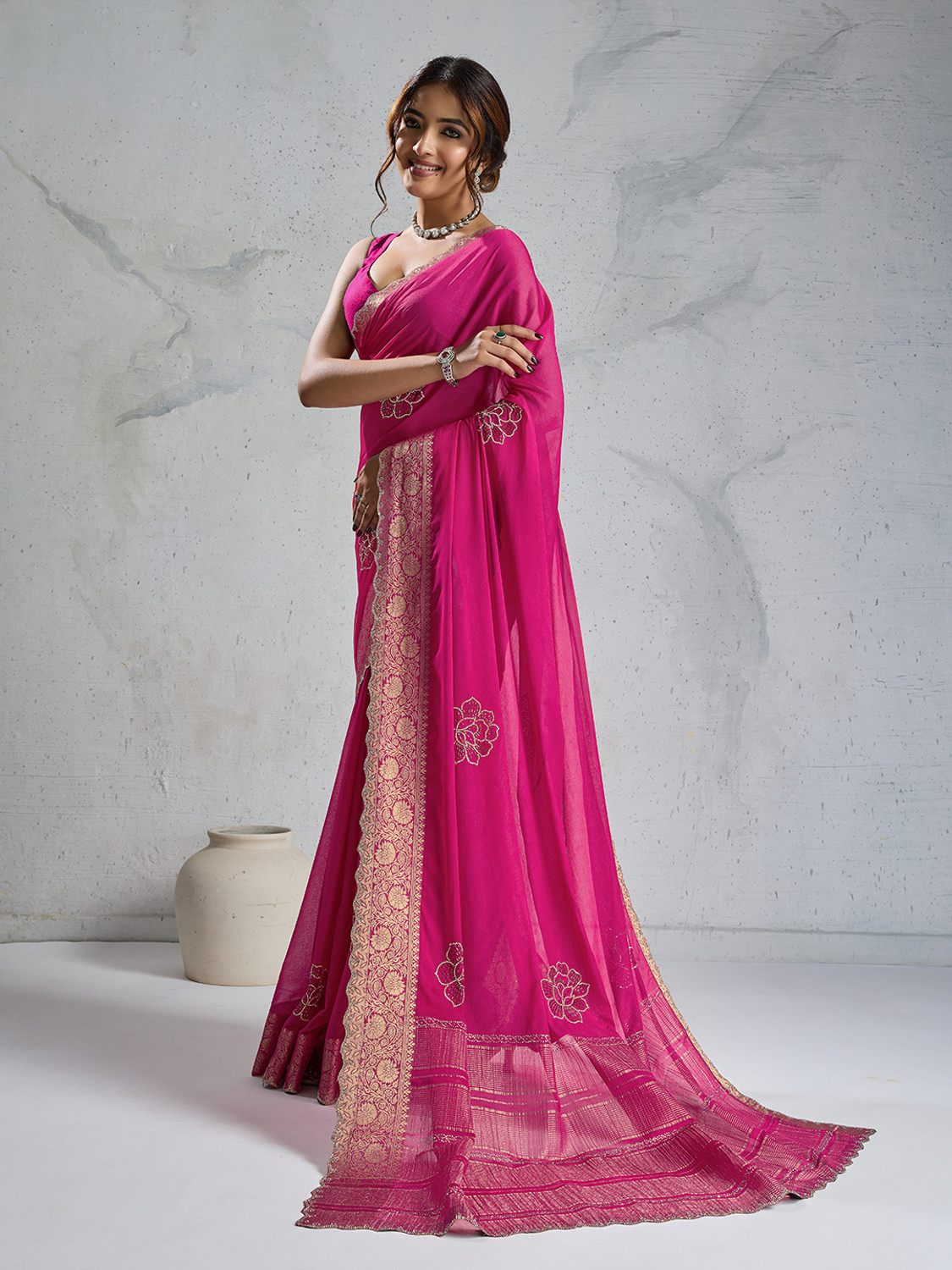 Image of SOHINI NX Embellished Banarasi Chiffon Saree