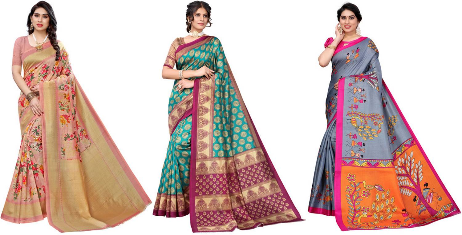 ANIRAV Printed Bollywood Art Silk Saree