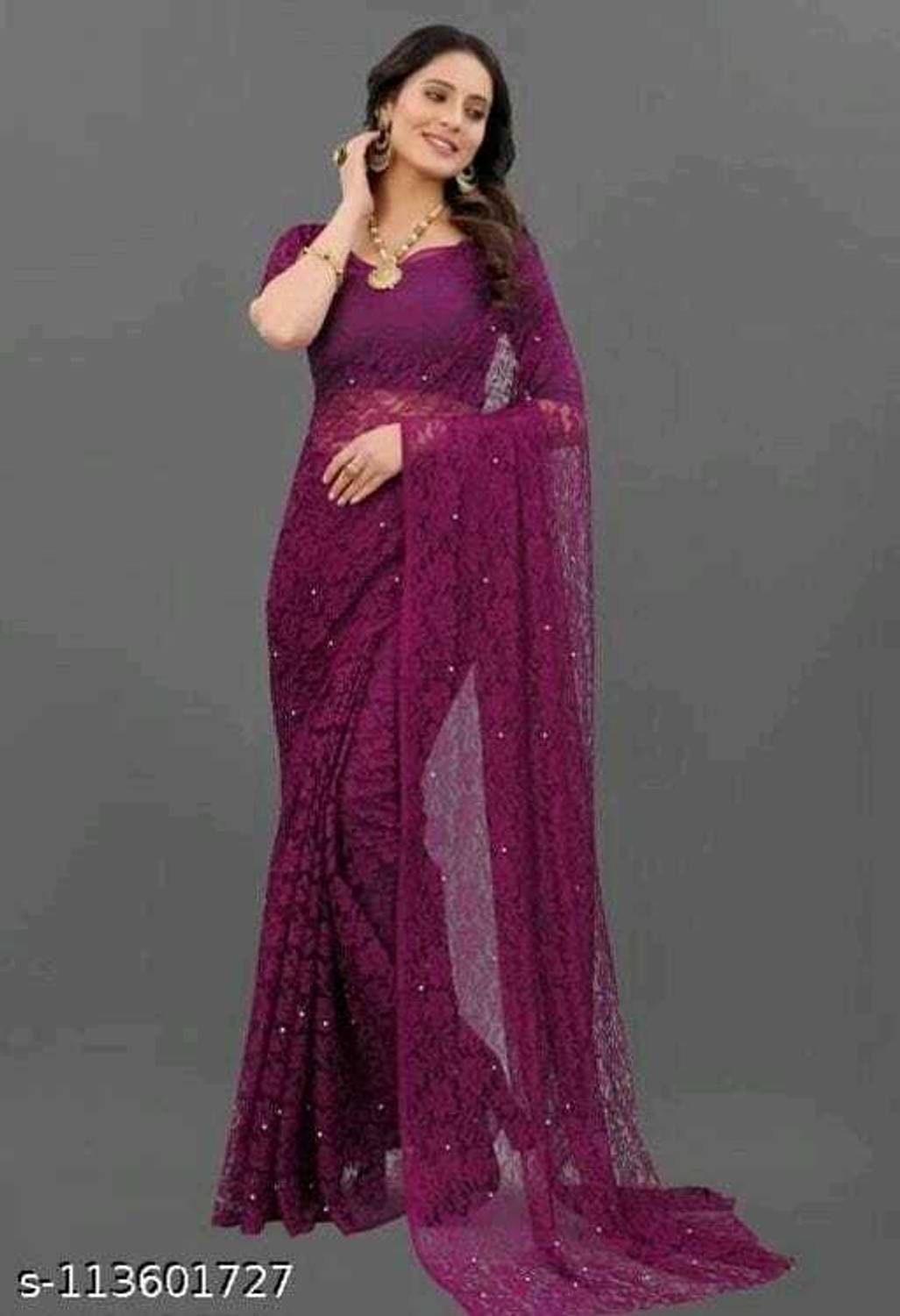 BRAHMANI TEXTILE Embroidered Bollywood Net Saree