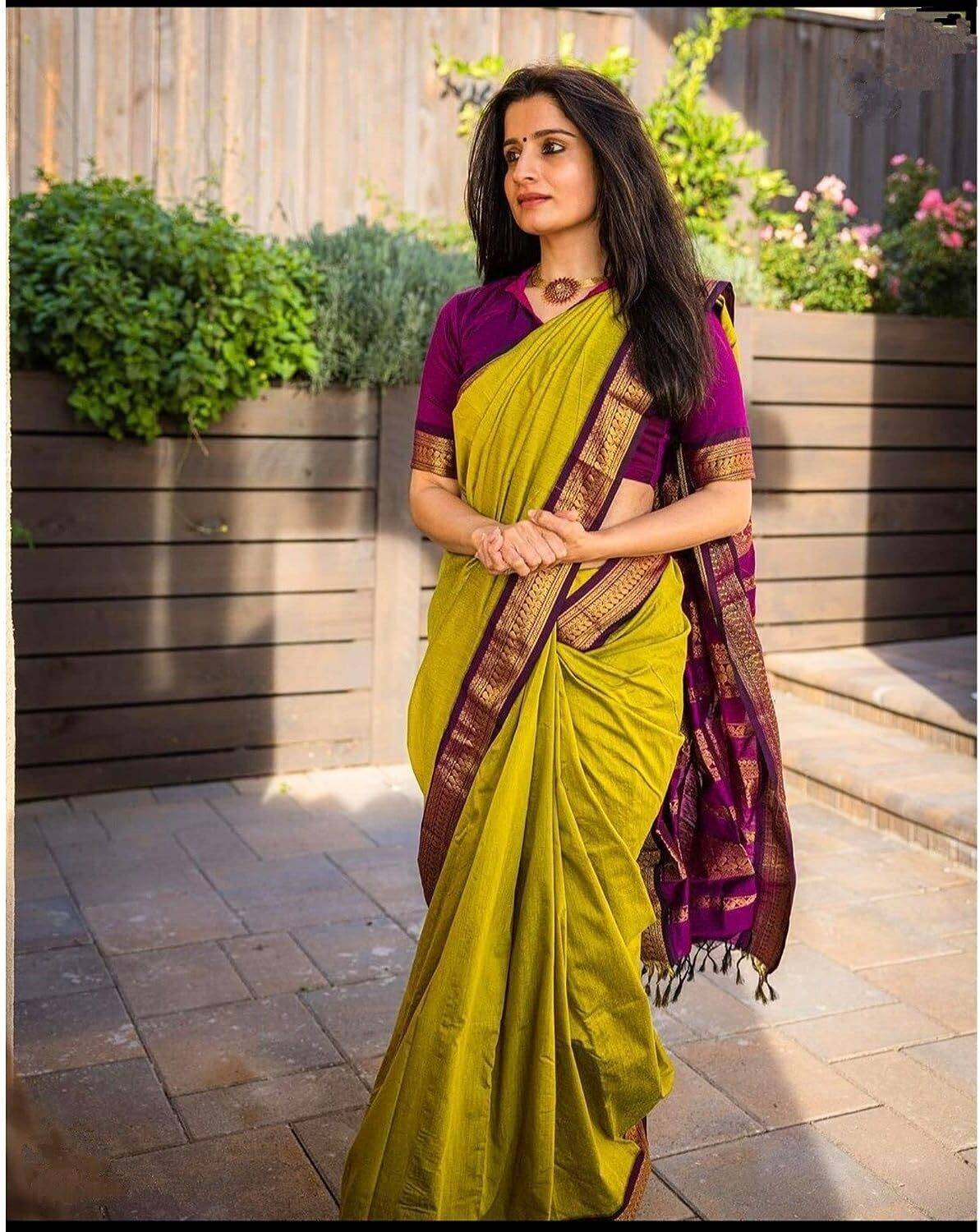 AMARQUEEN Embroidered Banarasi Silk Blend Saree