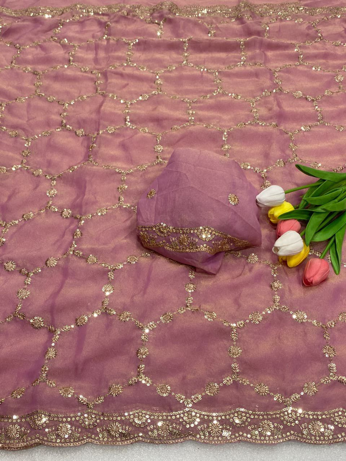 Image of Aaspanth Embroidered Bollywood Georgette Saree