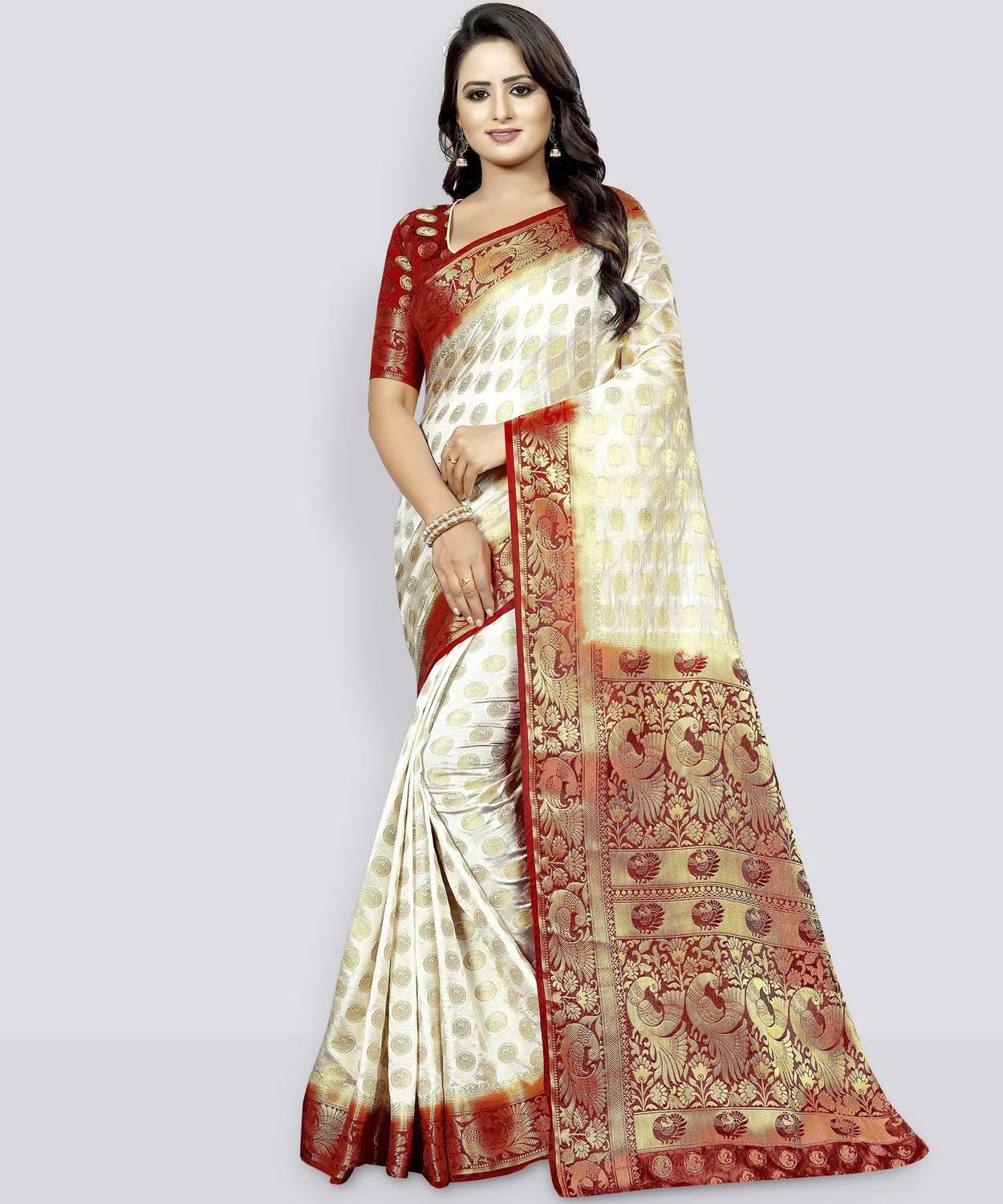 Perfect Wear Self Design Banarasi Cotton Silk, Jacquard Saree (Mu