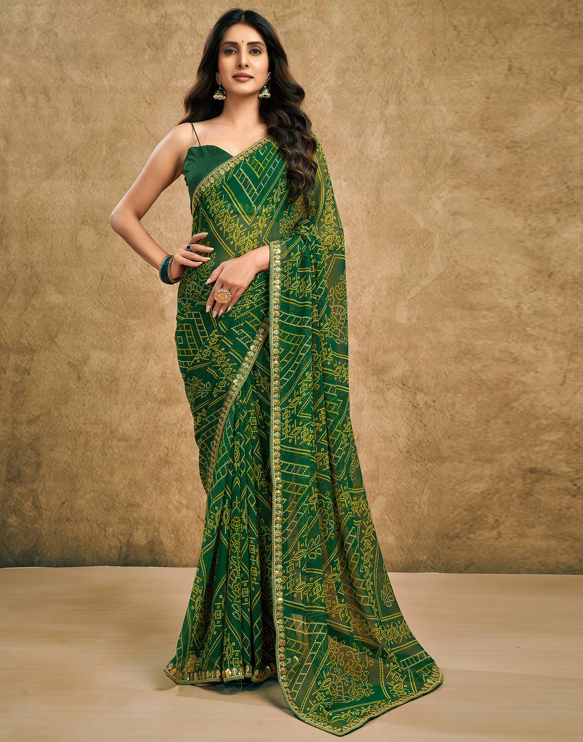 Samah Printed, Embroidered, Embellished Bollywood Georgette, Chif