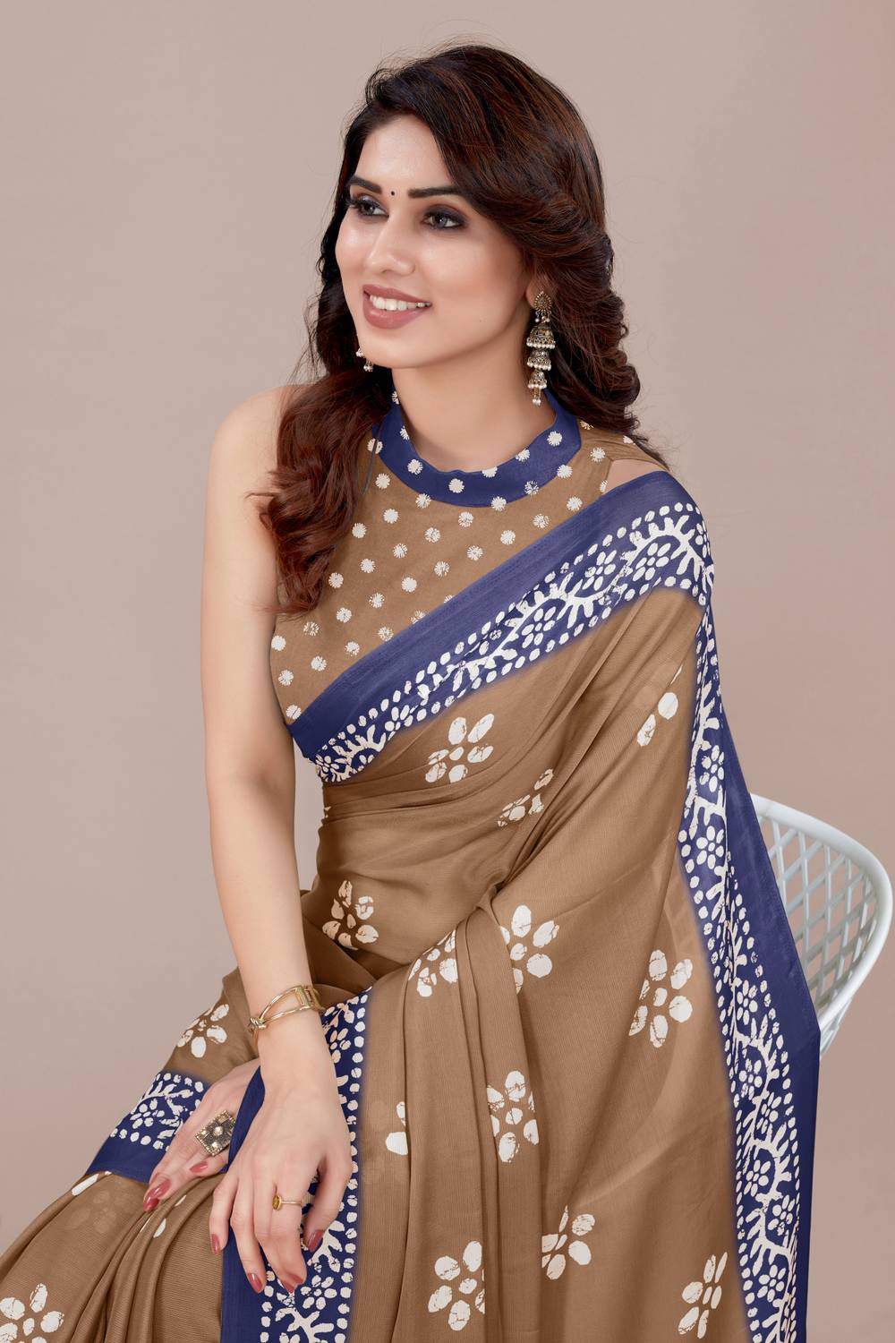 MIRCHI FASHION Printed, Blocked Printed Hand Batik Chiffon, Georg