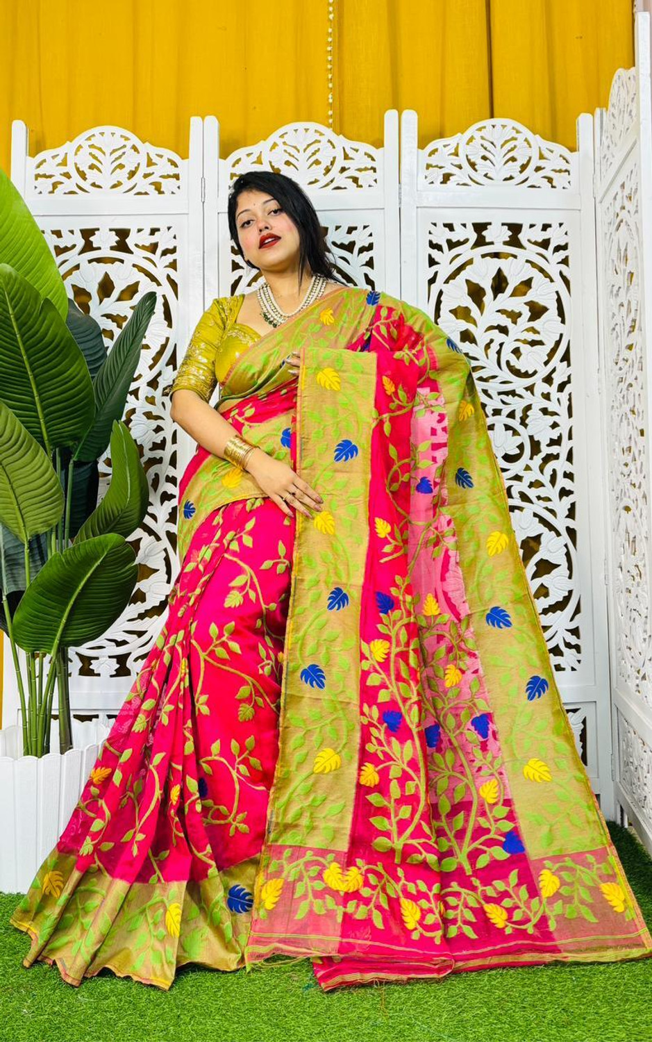 Image of PARNA SAREE GALLERY Woven Handloom Cotton Linen Saree