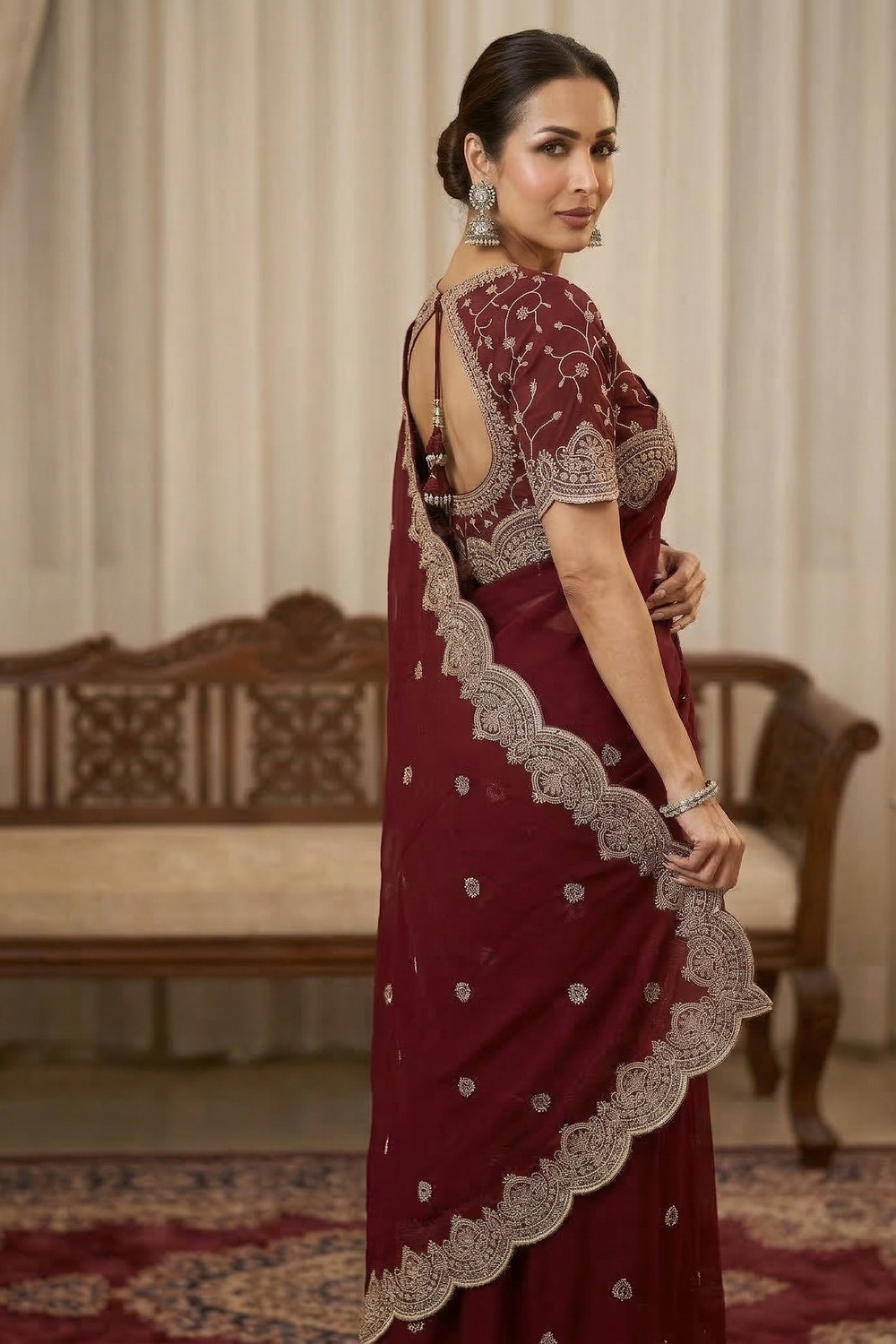Image of NAMI ENTERPRISE Embroidered Bollywood Georgette Saree