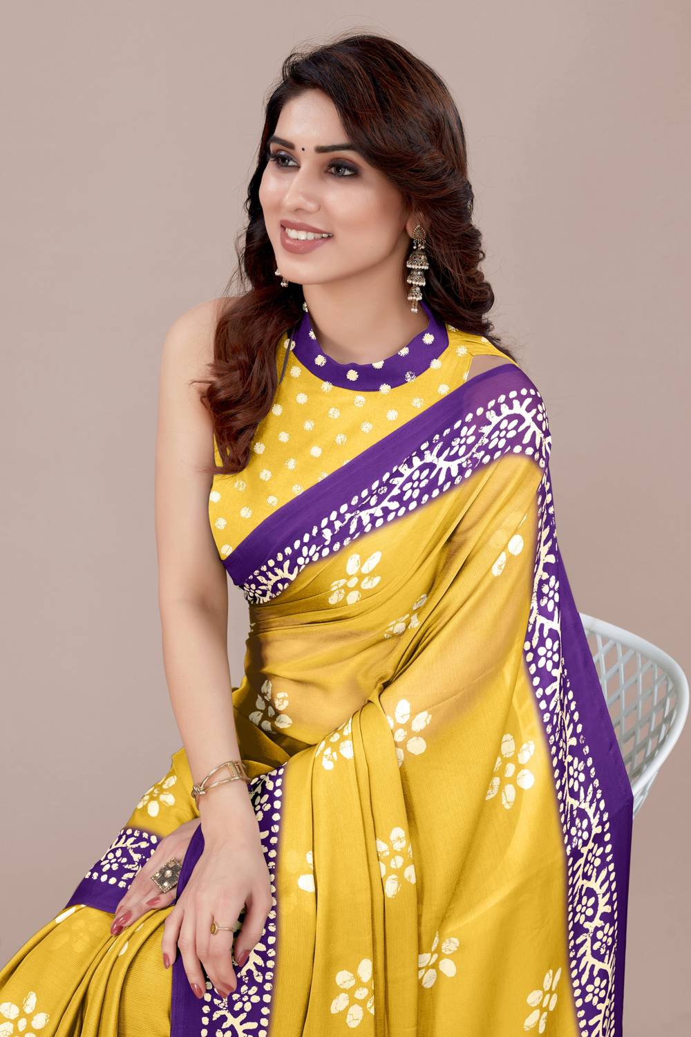 MIRCHI FASHION Printed, Blocked Printed Hand Batik Chiffon, Georg