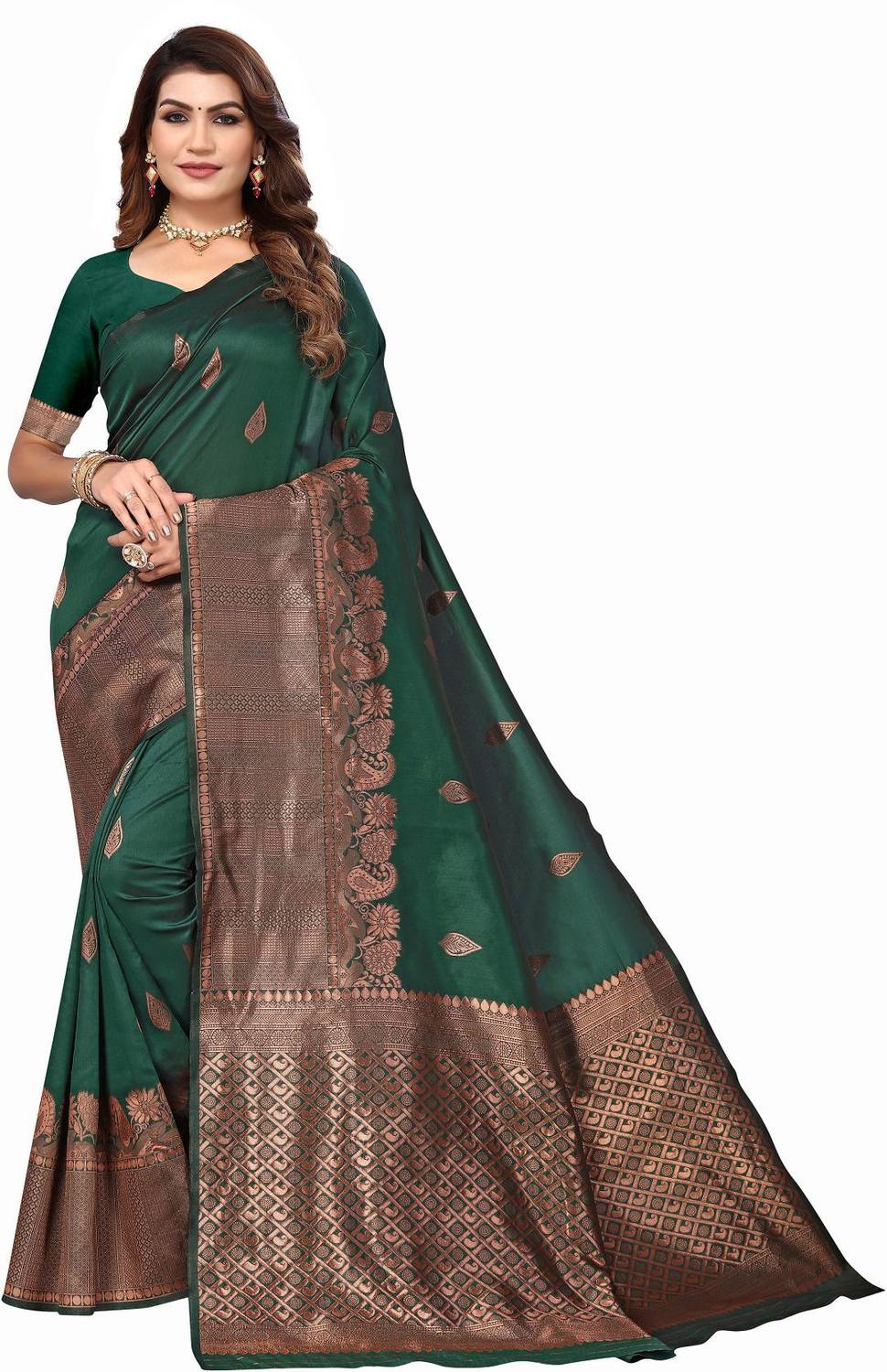AVANTIKA FASHION Woven Kanjivaram Pure Silk, Art Silk Saree