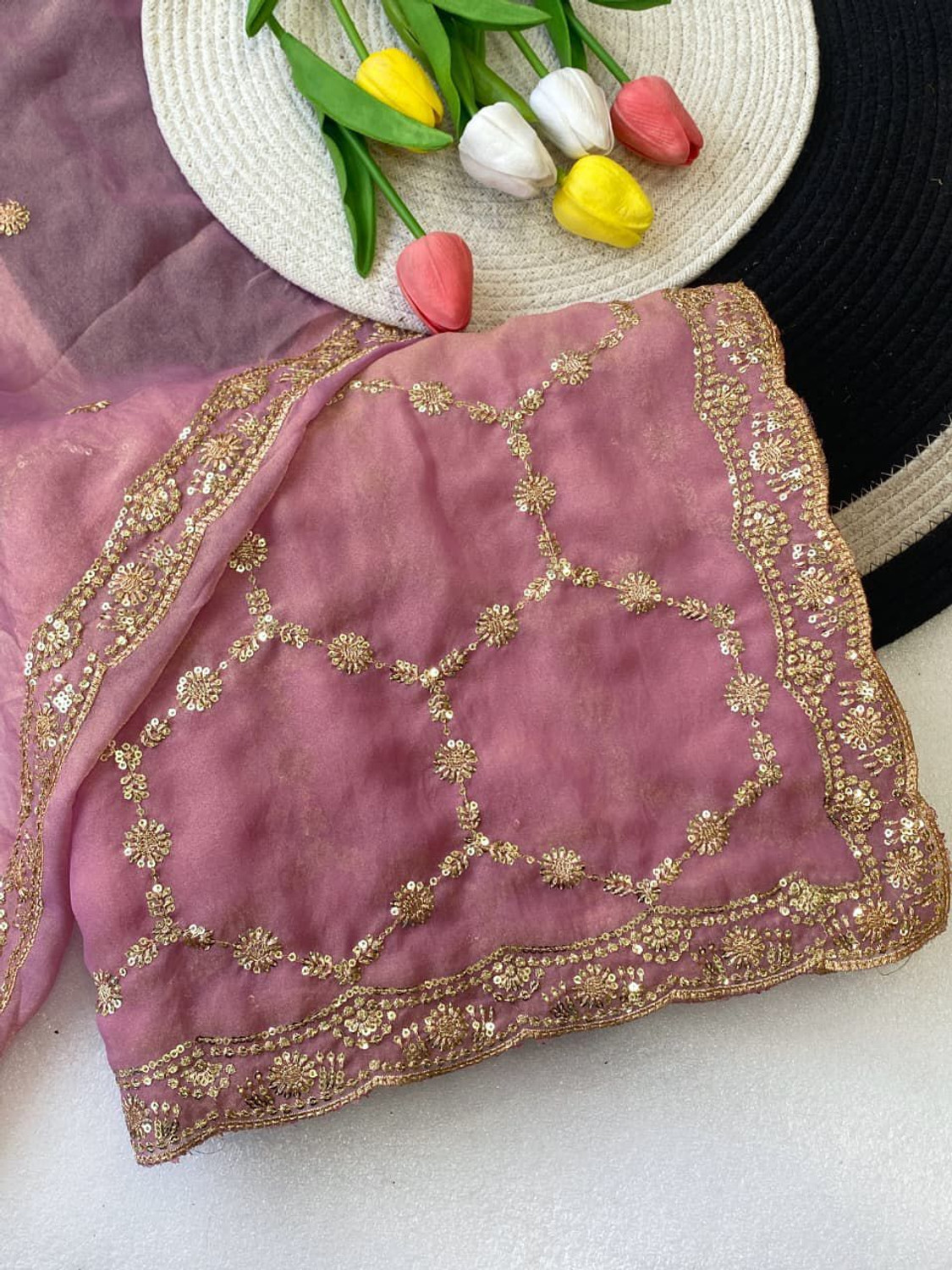 Image of Aaspanth Embroidered Bollywood Georgette Saree