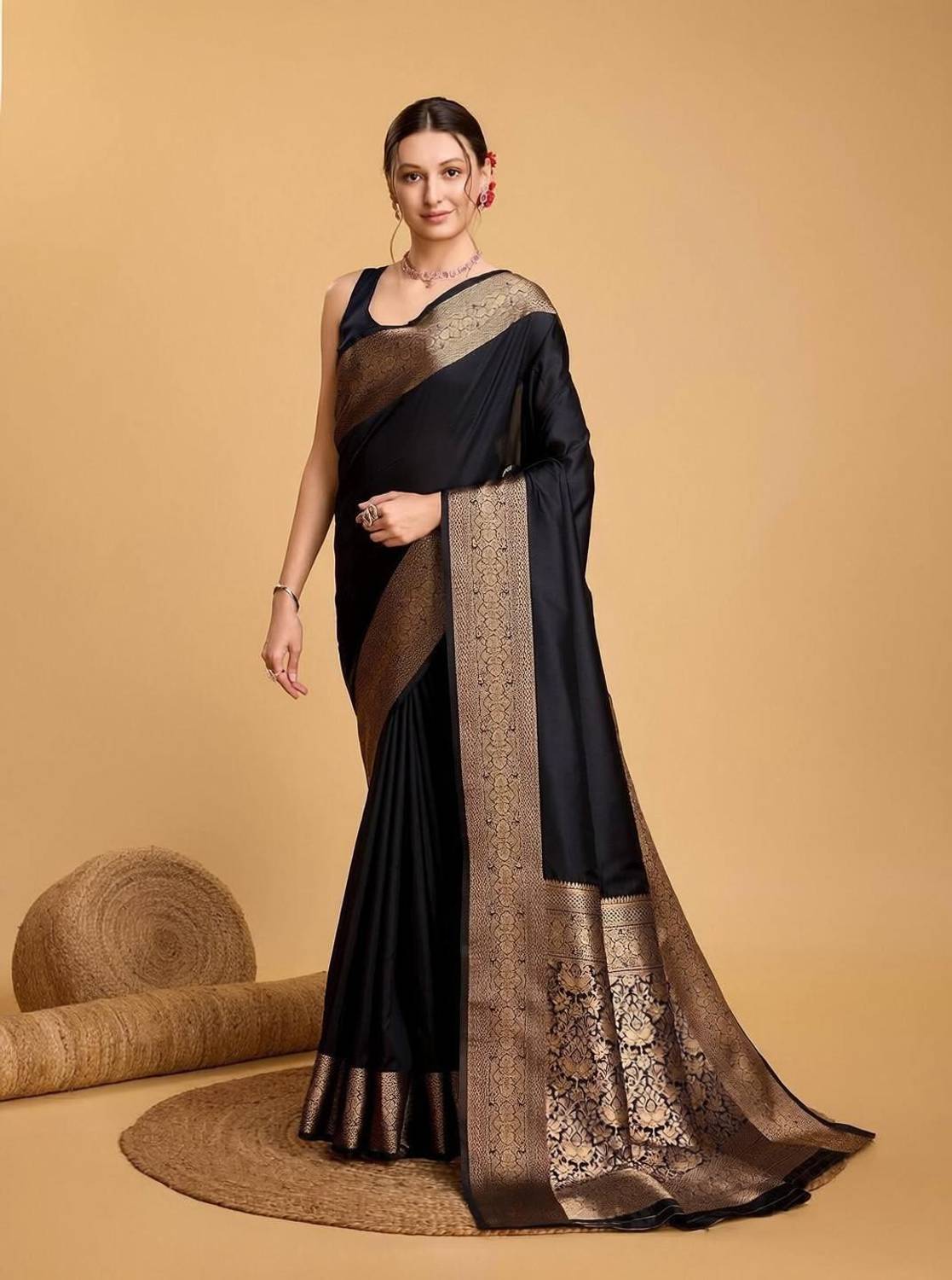 Omsaiarts Woven Kasavu Silk Blend Saree
