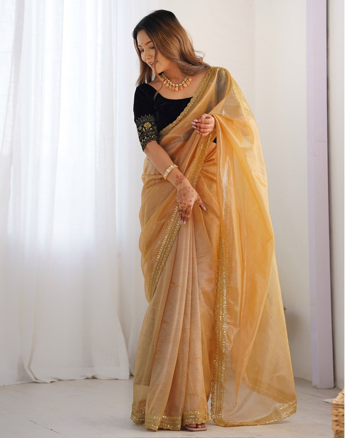 Image of Satrani Embellished, Embroidered Bollywood Jimmy Jimmy Saree