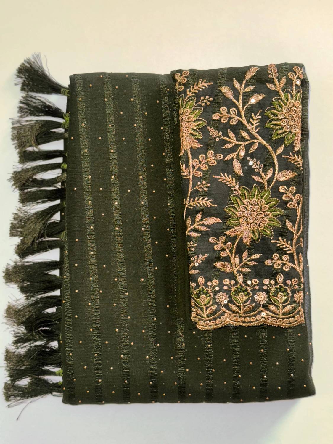 ABSilk Striped, Embroidered, Self Design Bollywood Georgette Saree