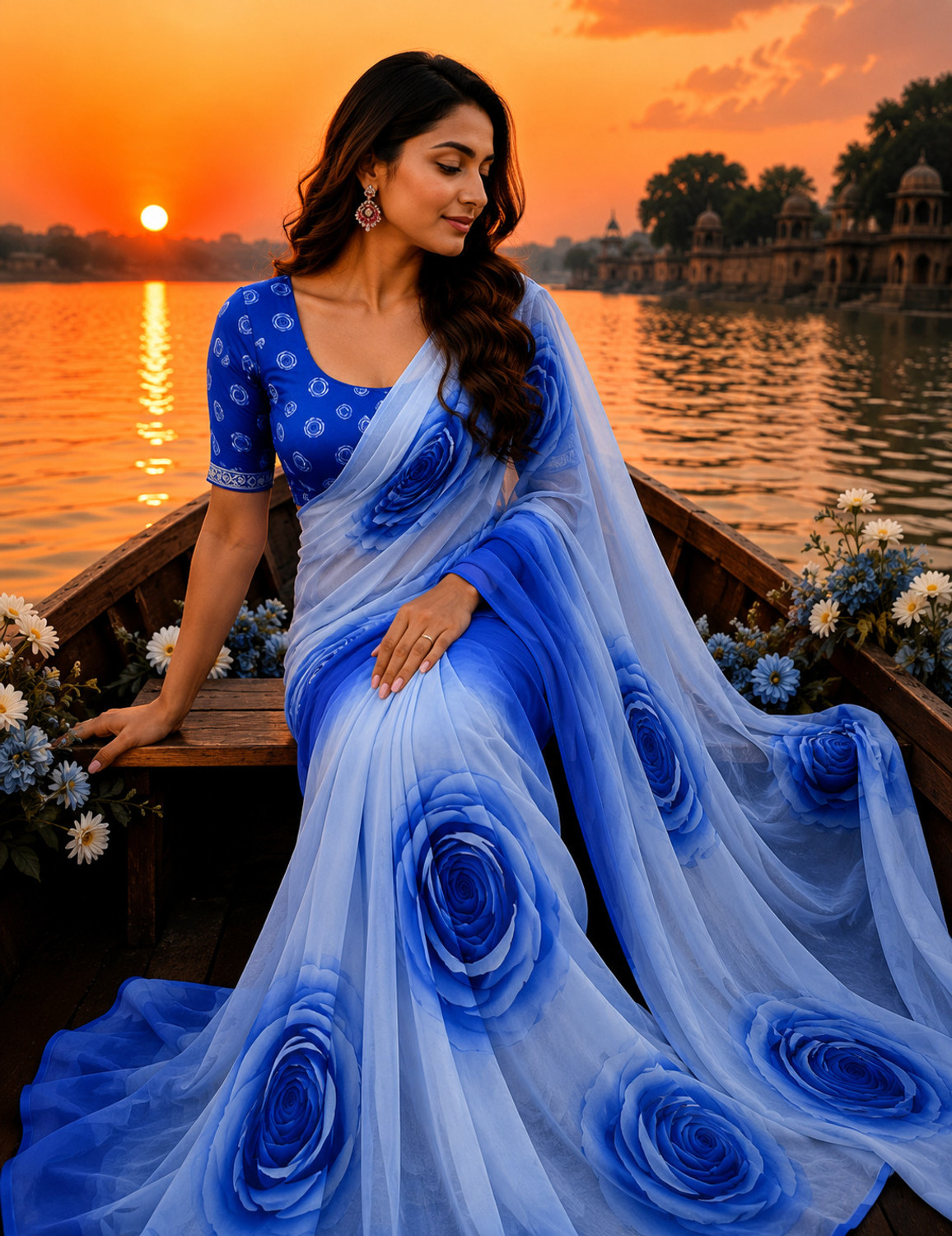 Image of SHYAMKALA NX Floral Print Bollywood Georgette Saree