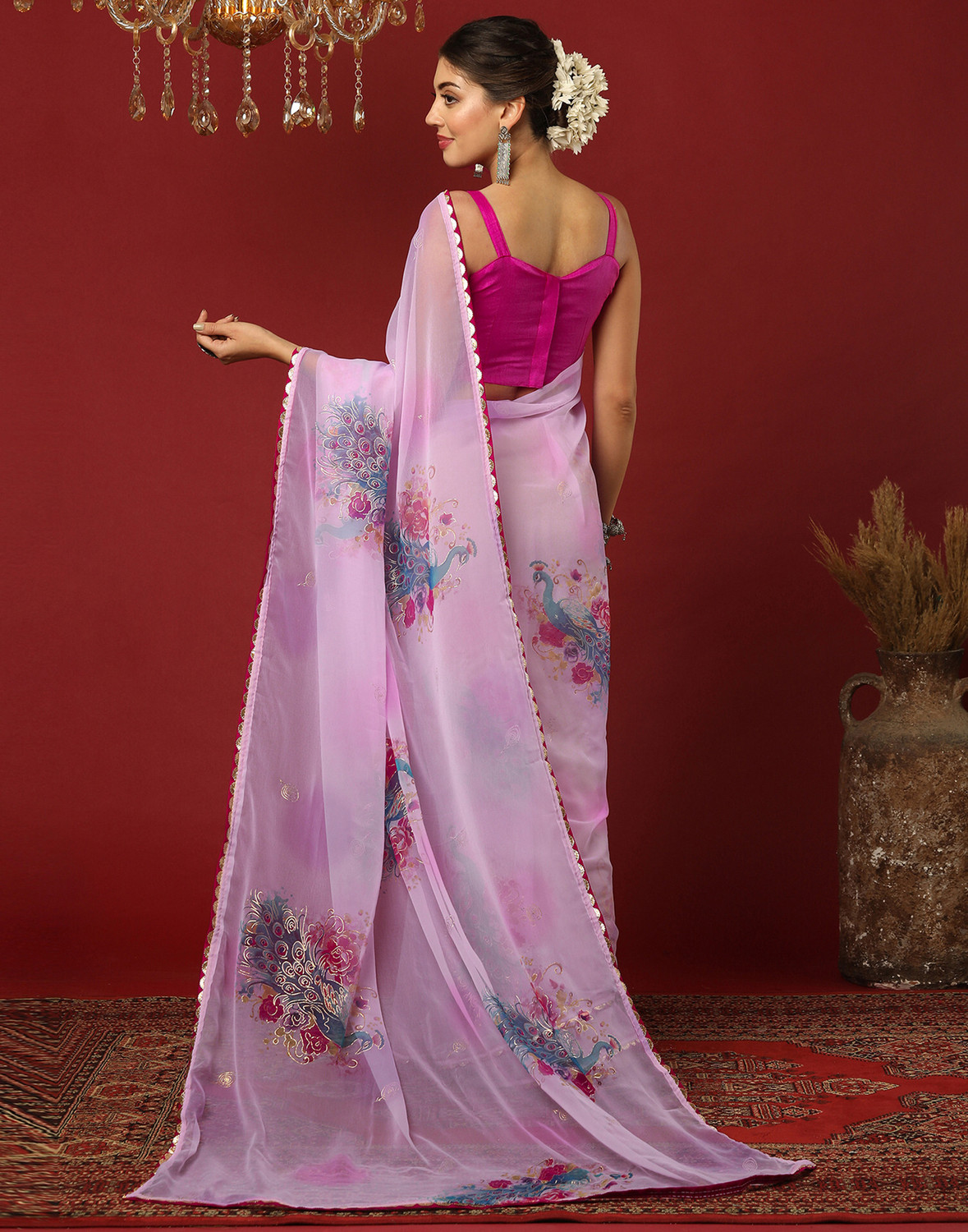 Image of Samah Printed, Embellished Bollywood Georgette Saree
