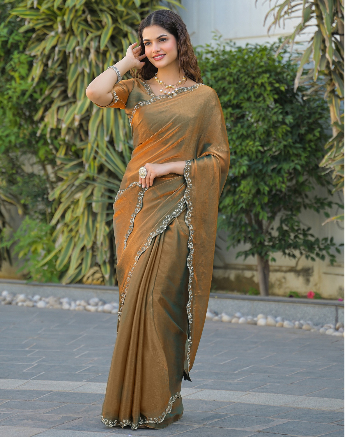 Image of Tasrika Embellished, Self Design Bollywood Chiffon Saree