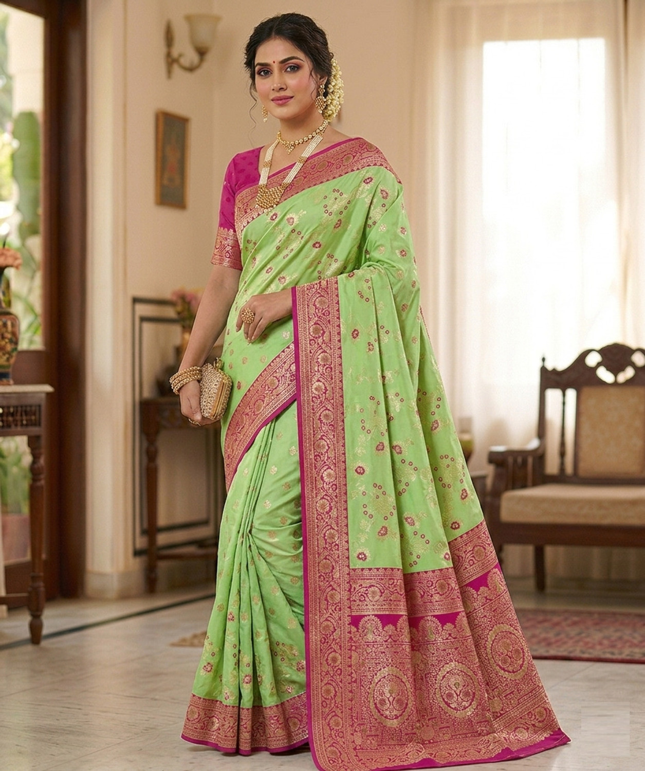 Image of erika Woven Banarasi Silk Blend, Art Silk Saree