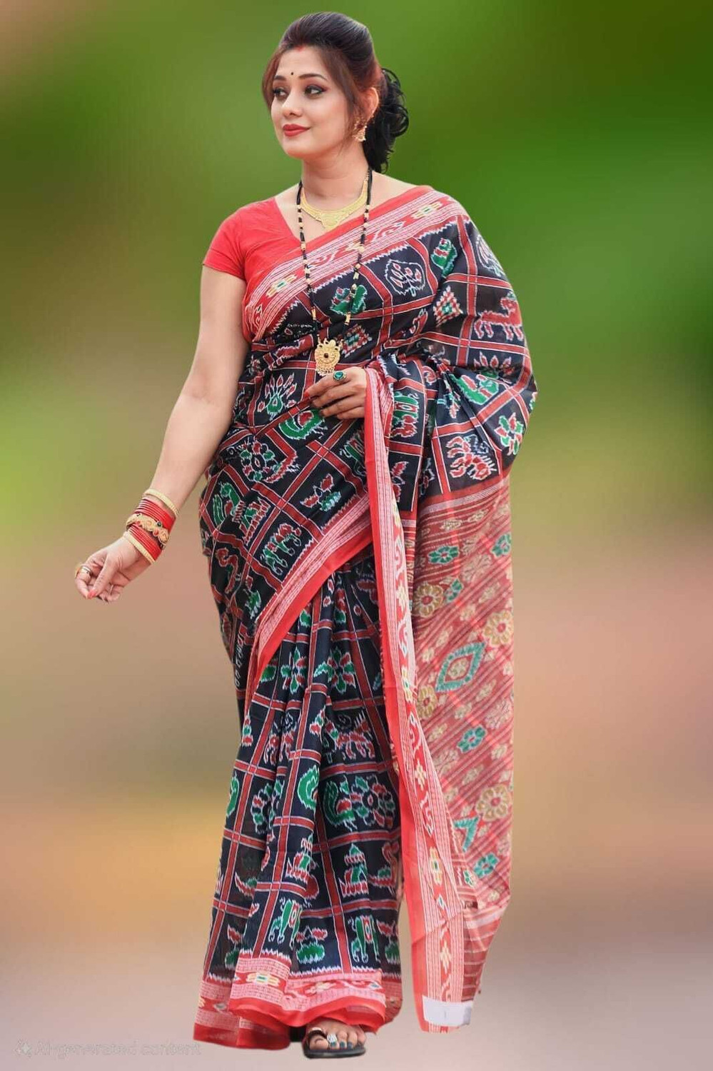 Image of kalyani nx Printed Sambalpuri Pure Cotton Saree
