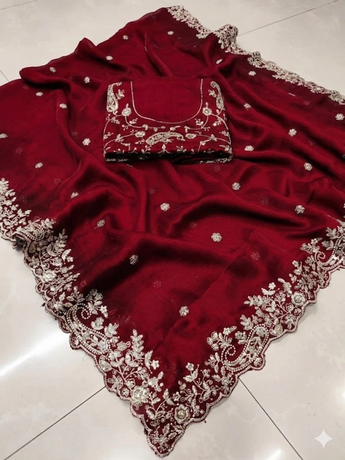 Image of HouseOfCommon Embroidered Bollywood Art Silk Saree