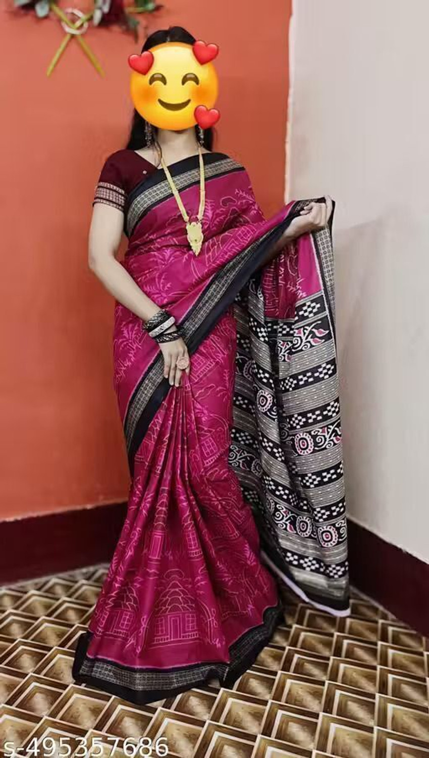 Image of TwishaSaree Printed Sambalpuri Handloom Pure Cotton Saree
