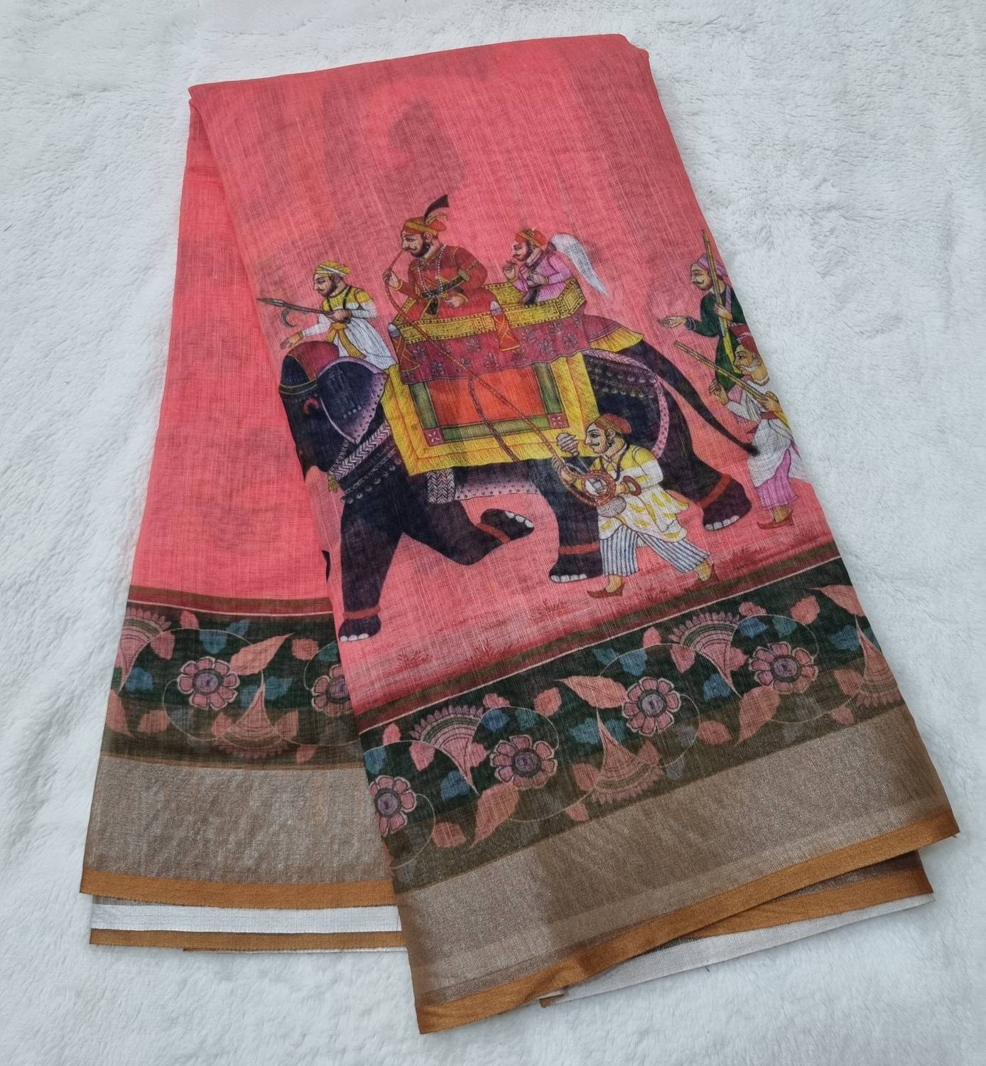 Arpita Fashion Digital Print Daily Wear Linen Saree