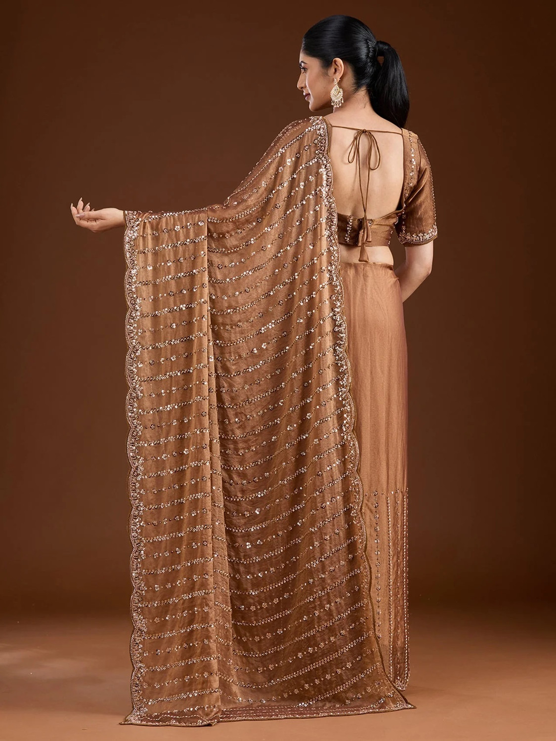 Image of Riddhi textile Hub Embellished, Embroidered Bollywood Satin Saree