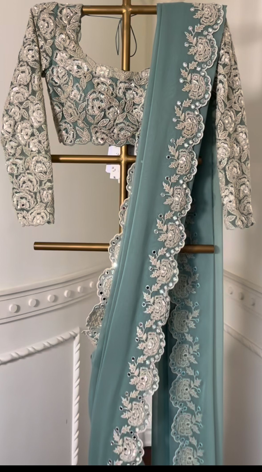 Image of Brahmani Creation Embroidered Bollywood Georgette Saree