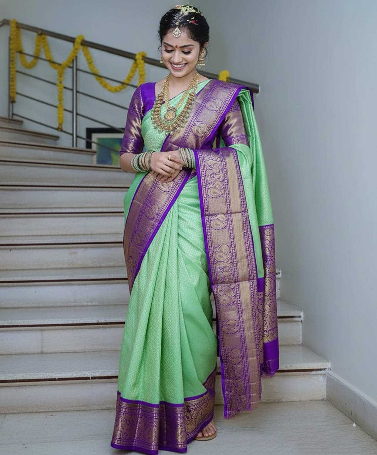 Anjaneya Sarees Woven Banarasi Silk Blend Saree