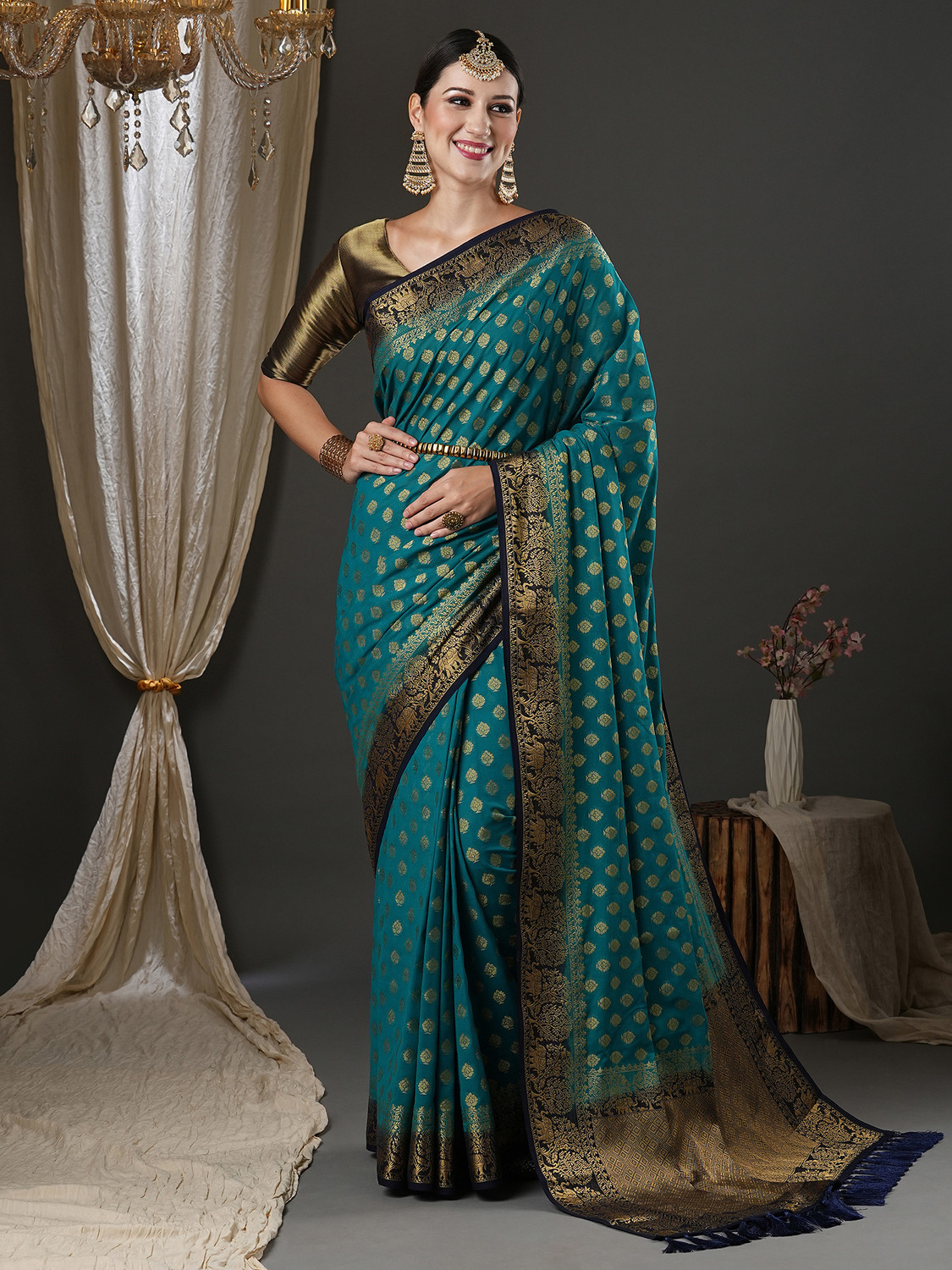 Image of Sareemall Woven Kanjivaram Georgette Saree
