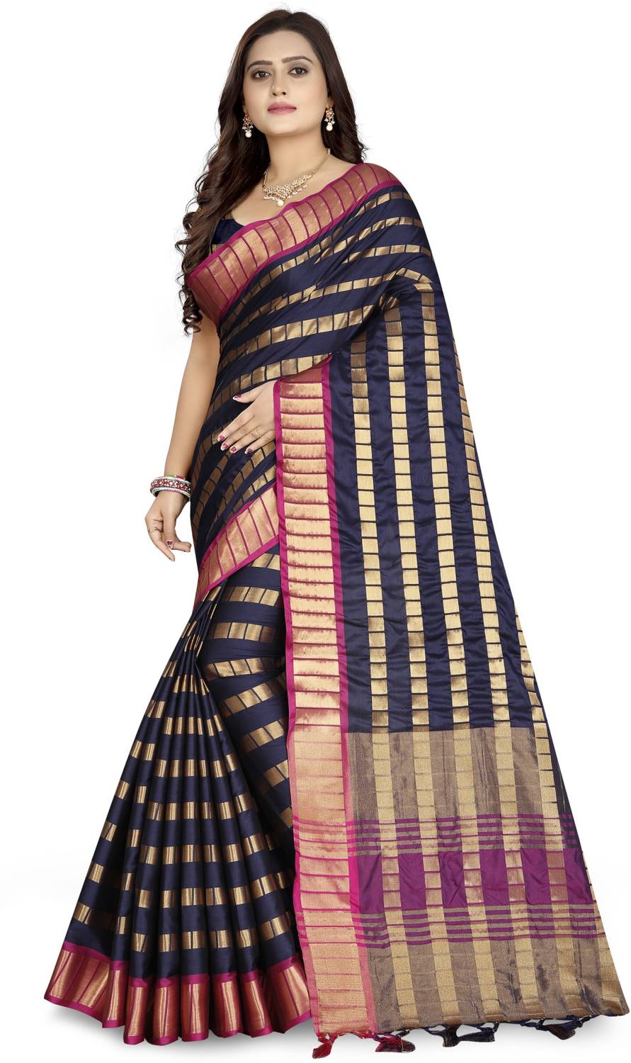 Arriva Fab Striped Bollywood Silk Blend Saree