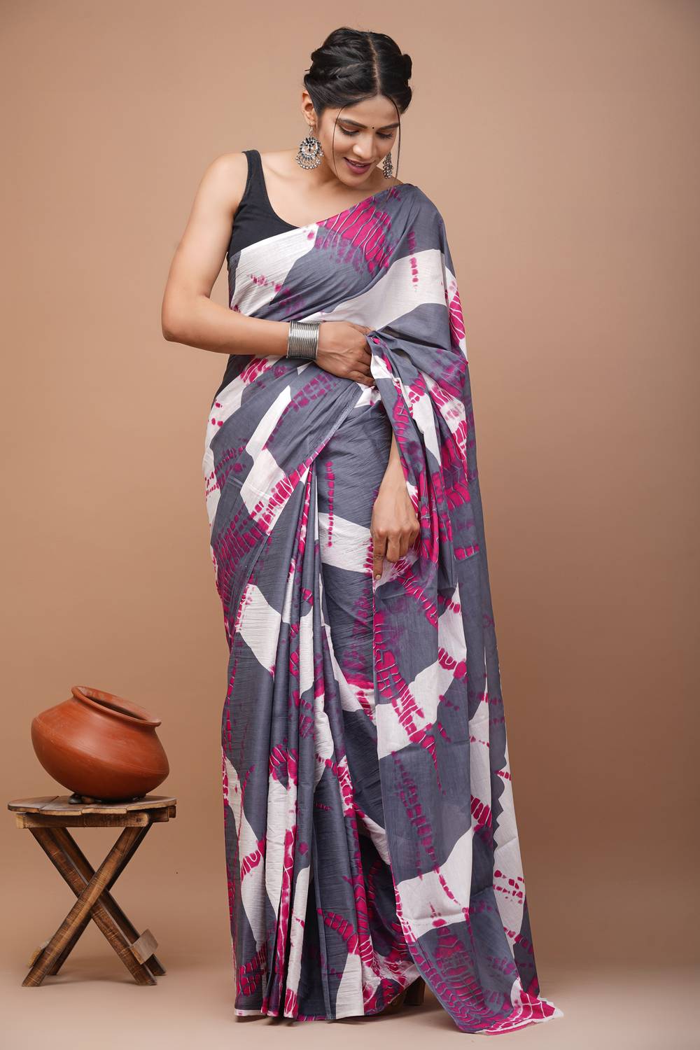 blockpuls Blocked Printed Handloom Pure Cotton Saree