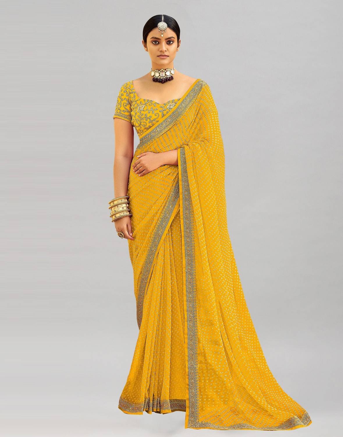 Samah Printed, Embroidered, Embellished Bollywood Georgette, Chif