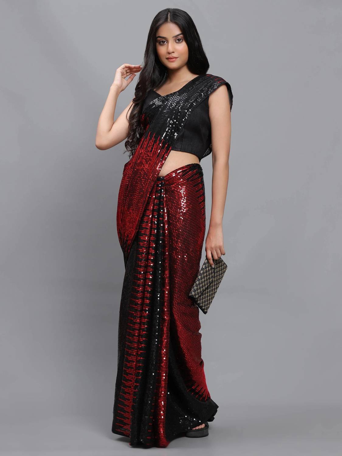 3Buddy Fashion Embroidered, Striped Bollywood Georgette Saree