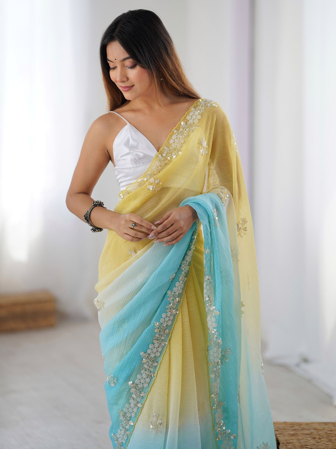 Image of ANOUK Embellished Bollywood Chiffon Saree