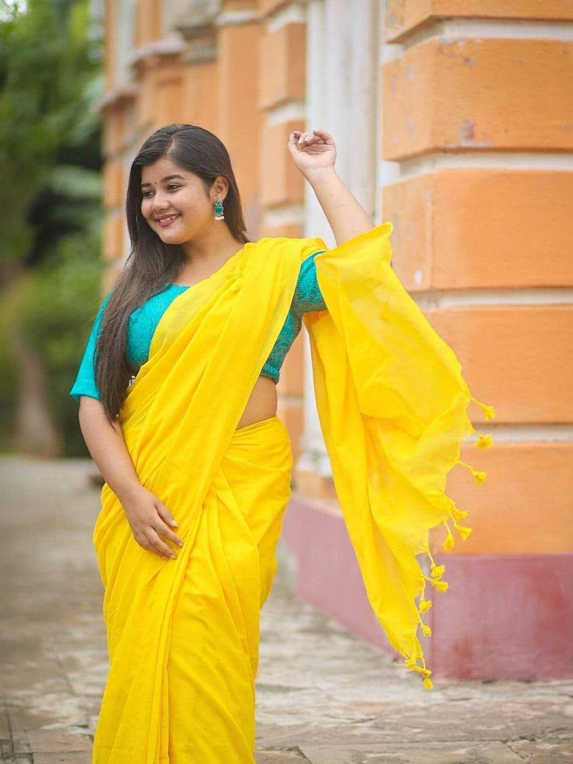 Amita Collections Solid/Plain Handloom Cotton Blend Saree