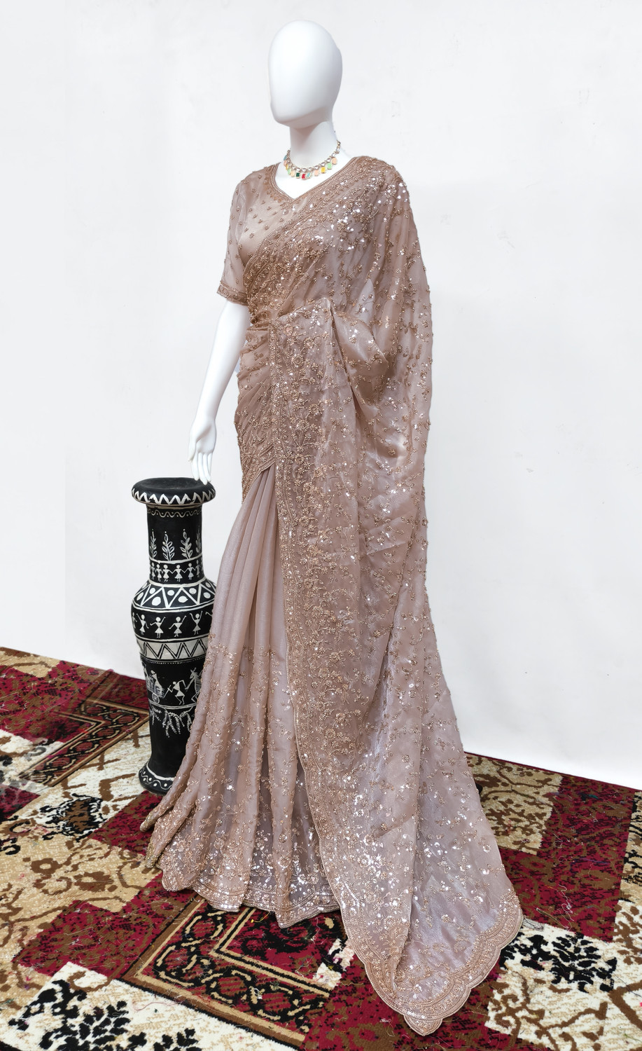 Image of GEZREL Embroidered Bollywood Organza Saree