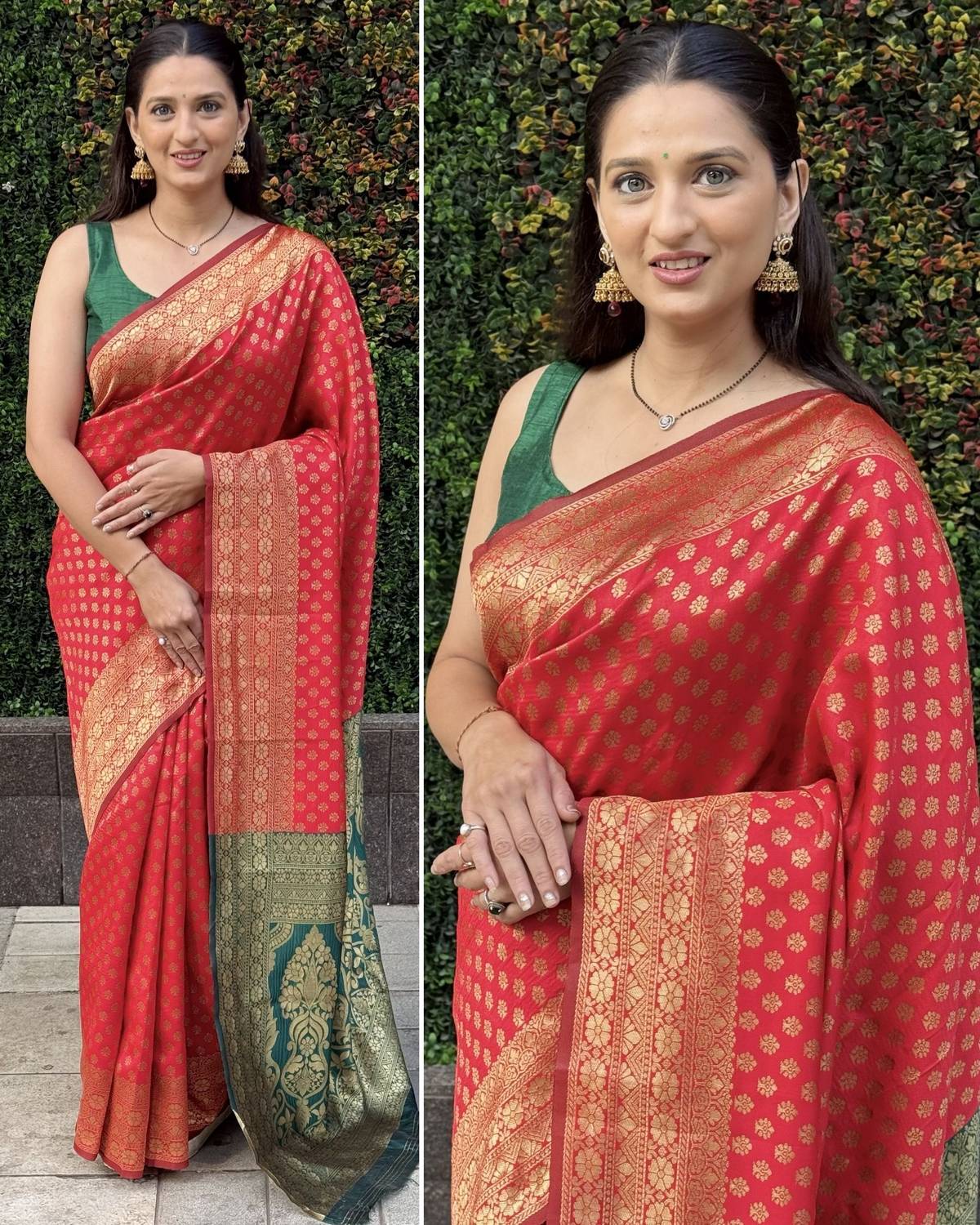Aangan Silk Self Design Banarasi Silk Blend Saree