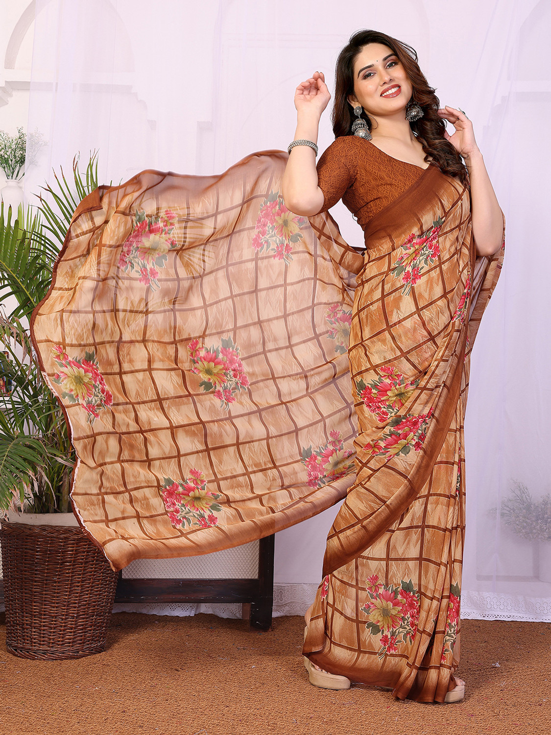 Image of kashvi sarees Floral Print Daily Wear Georgette Saree