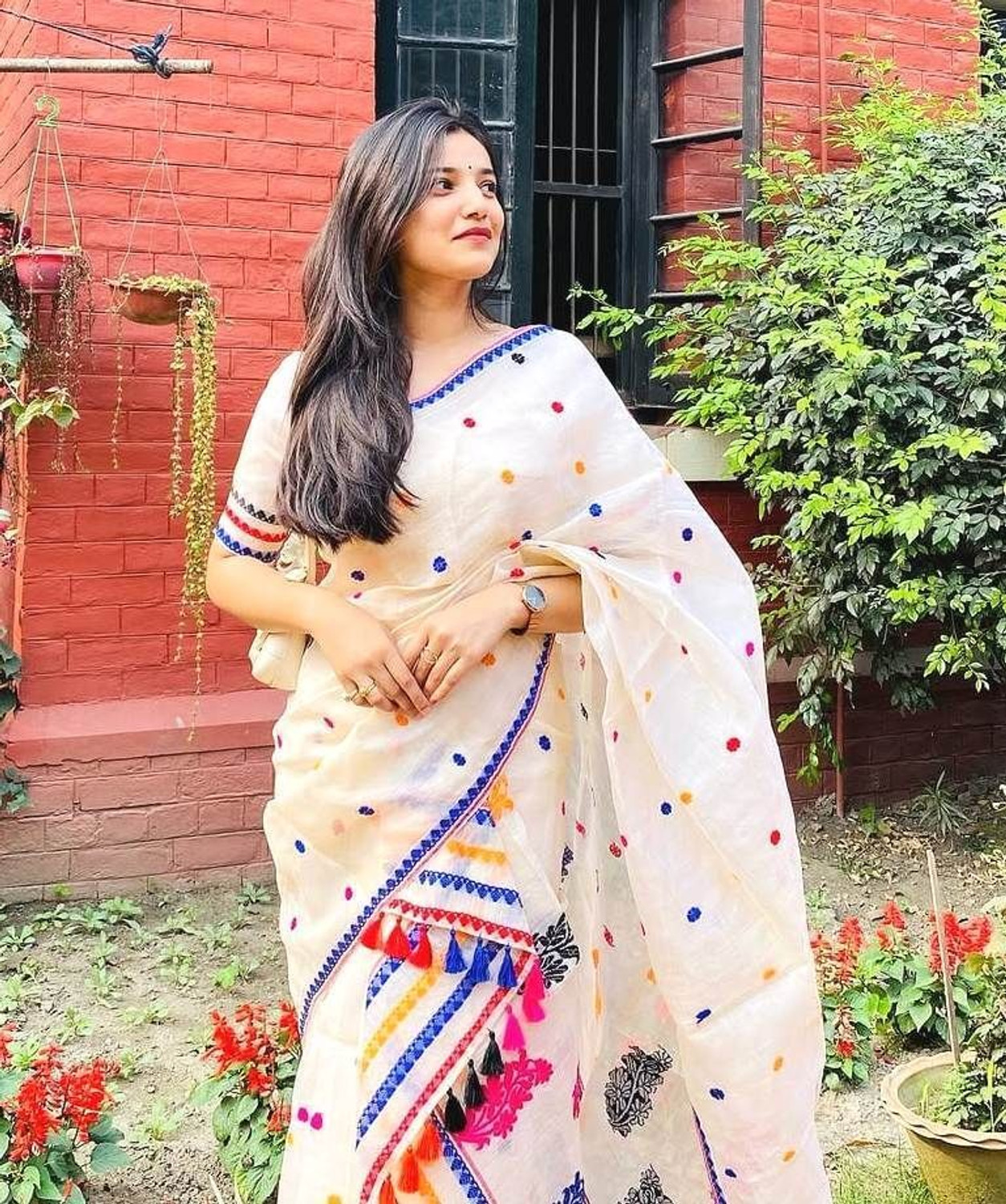 Image of Bihuwaari Woven Mekhela Chador Cotton Blend Saree