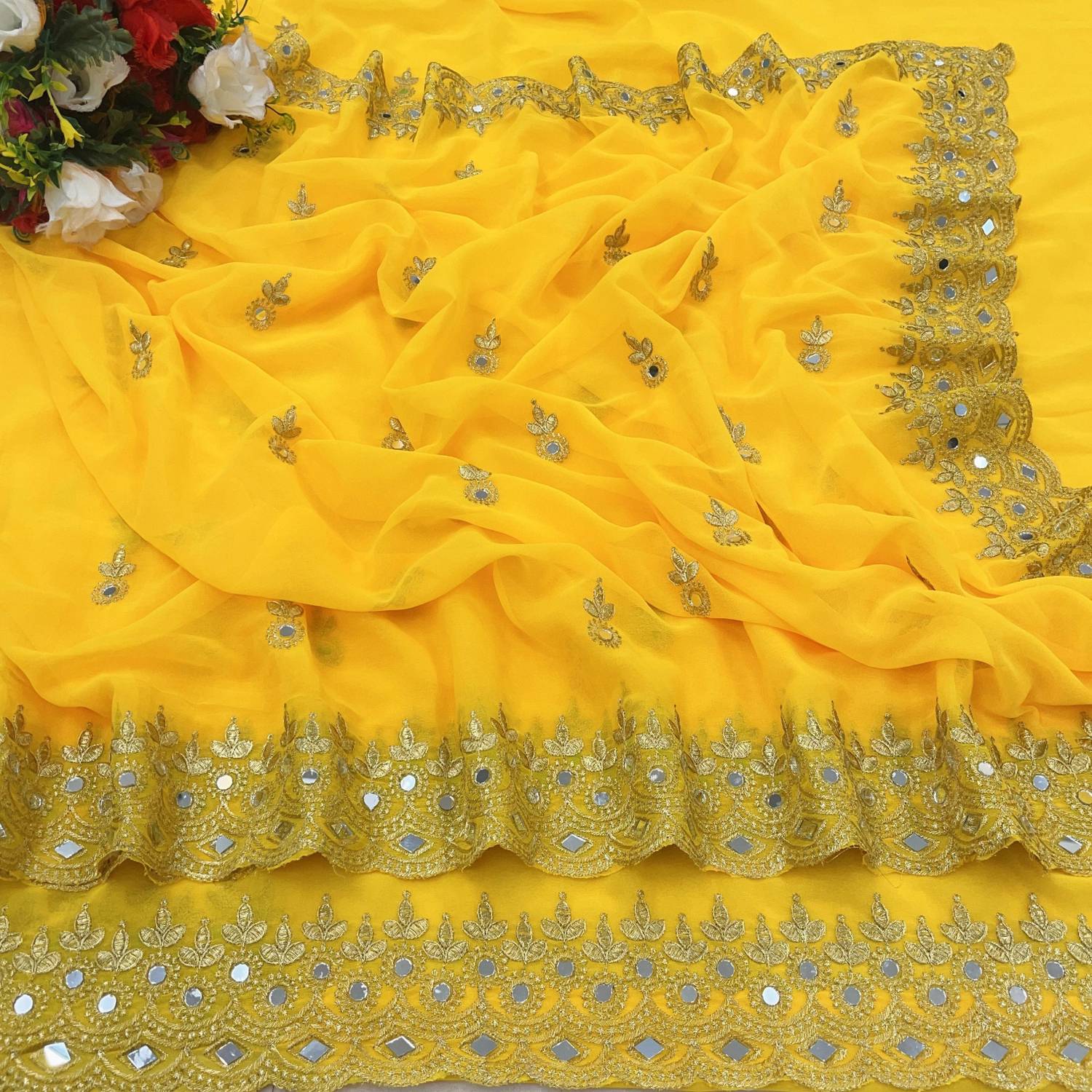 NERTA BOUTIQUE Embellished, Embroidered Bollywood Georgette Saree
