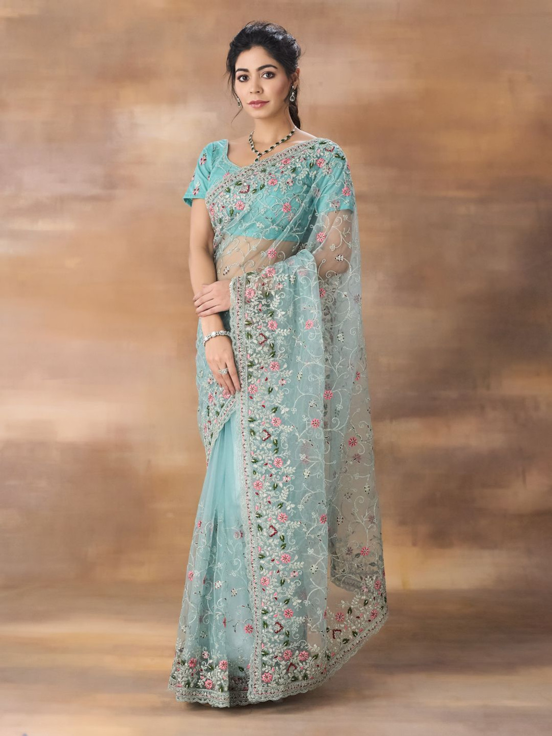Image of KASEE Self Design Bollywood Net Saree