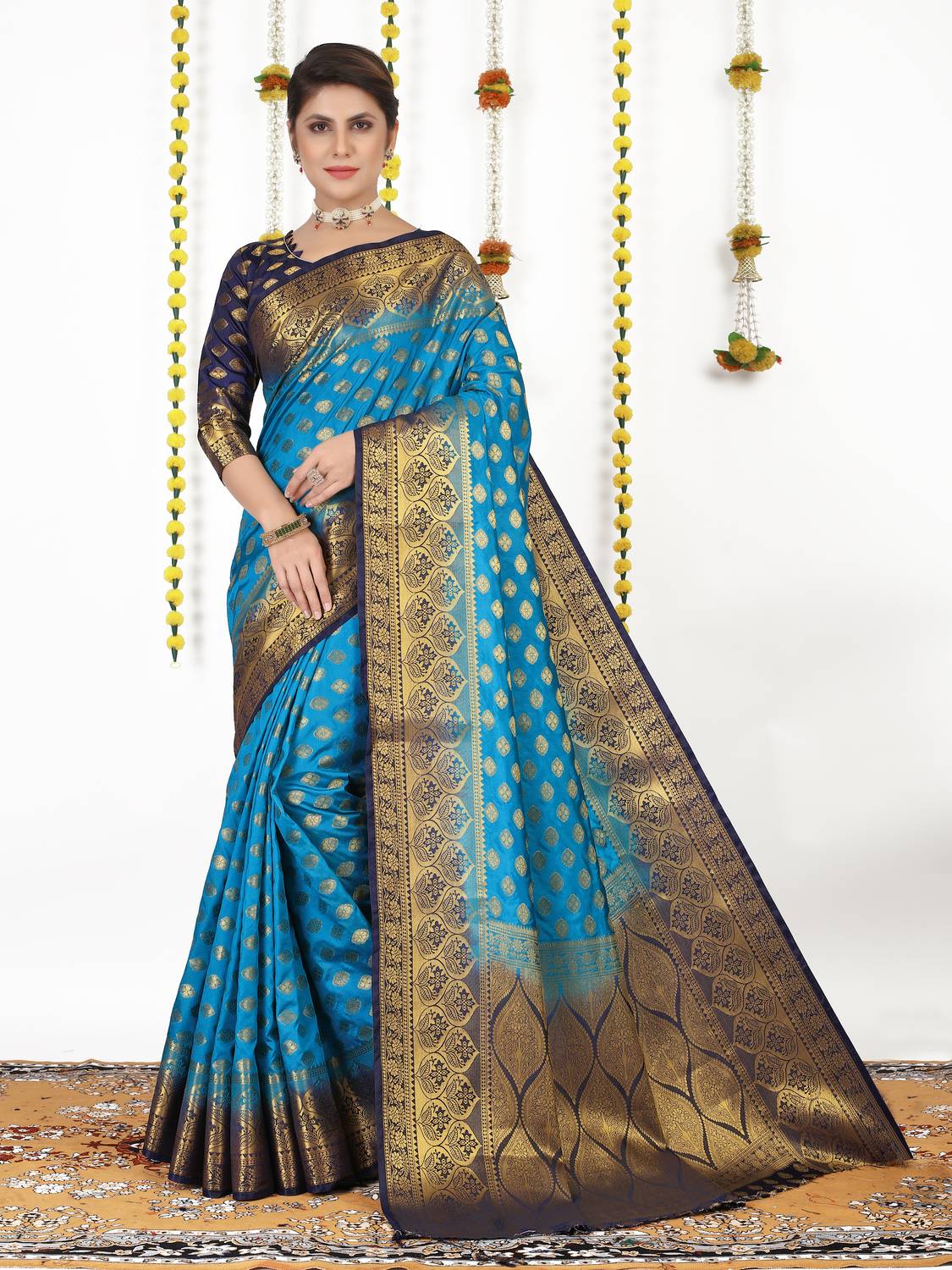 DHRUVIL TEXTILES Woven Banarasi Organza, Cotton Silk Saree