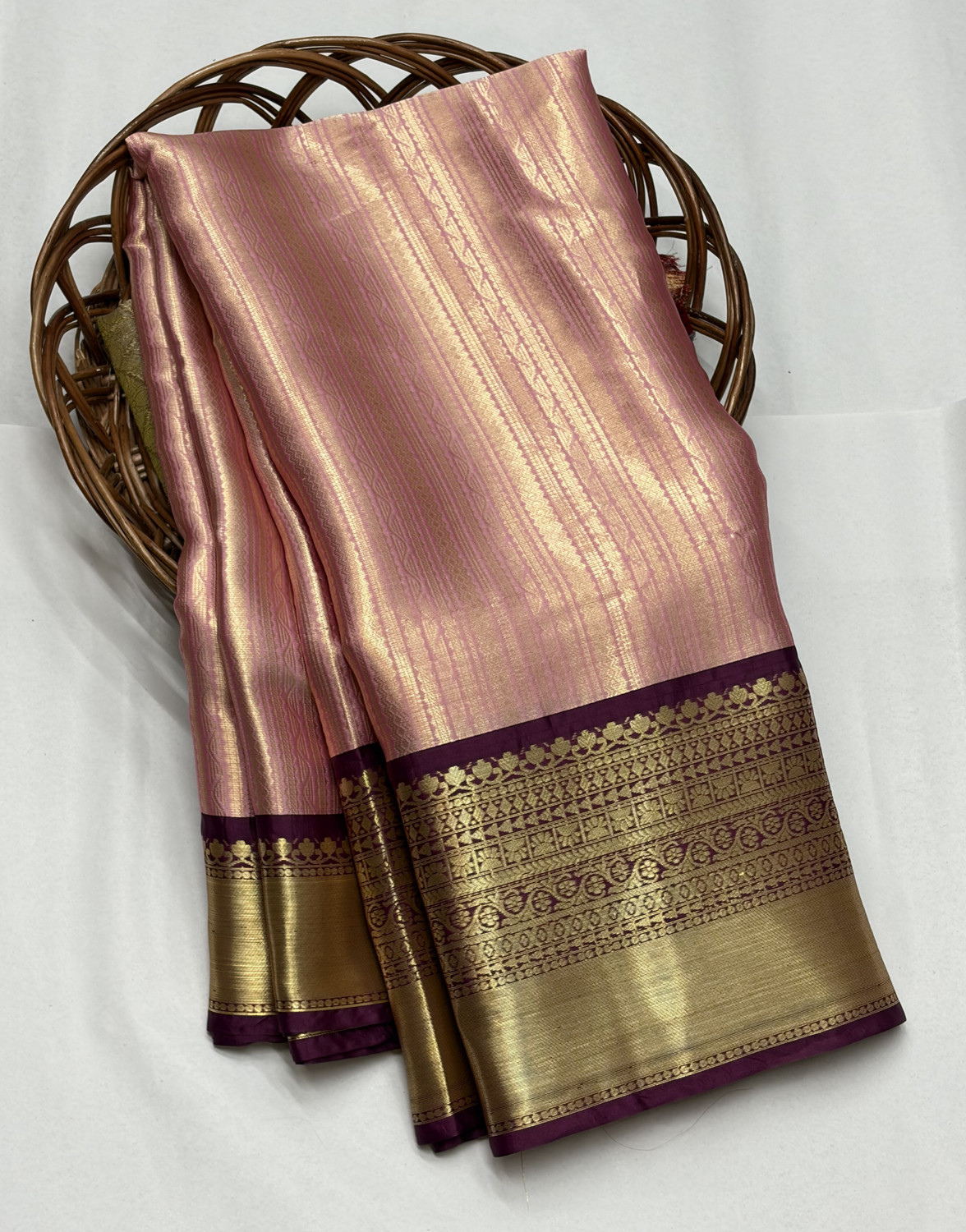 Image of Akram Textiles Hub Woven Banarasi Tissue, Art Silk Saree (Brown, Orange)