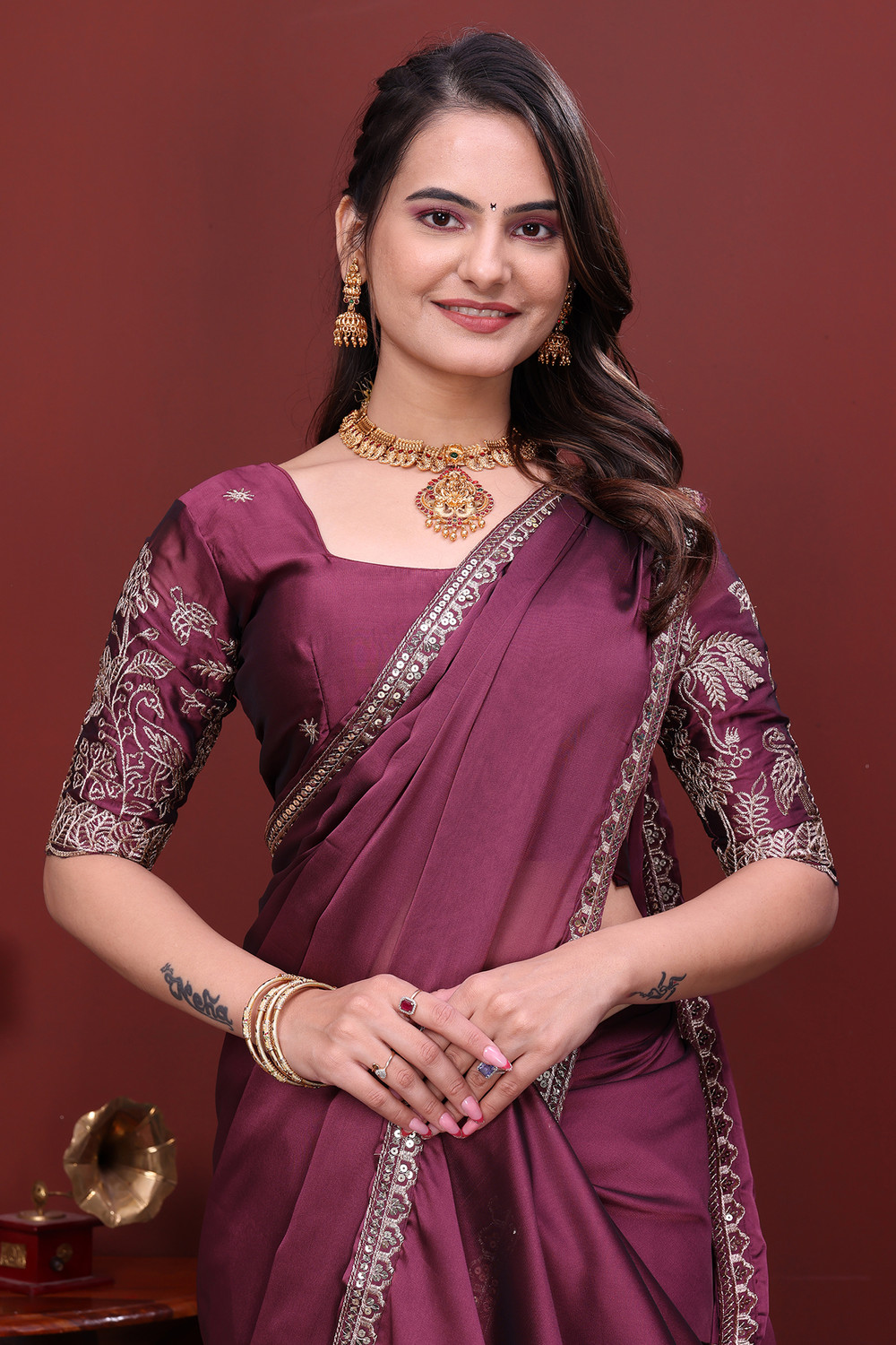Image of K 5 FASHION Embroidered Bollywood Chiffon Saree