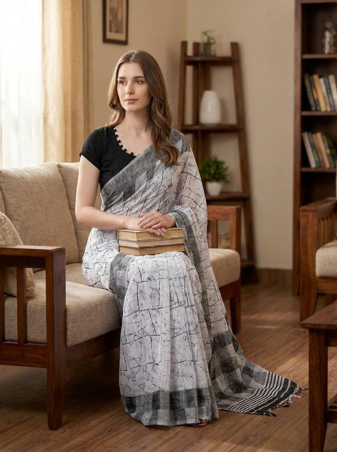 Image of Anand Sarees Geometric Print Daily Wear Georgette Saree