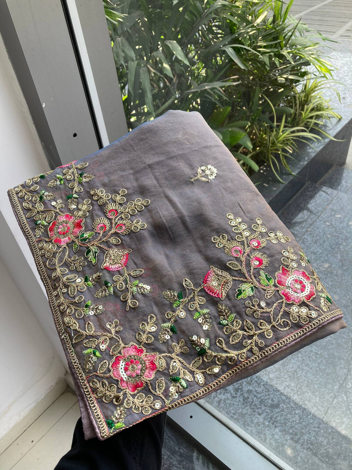 Image of NAYRYN CREATION Embroidered Bollywood Chiffon, Georgette Saree
