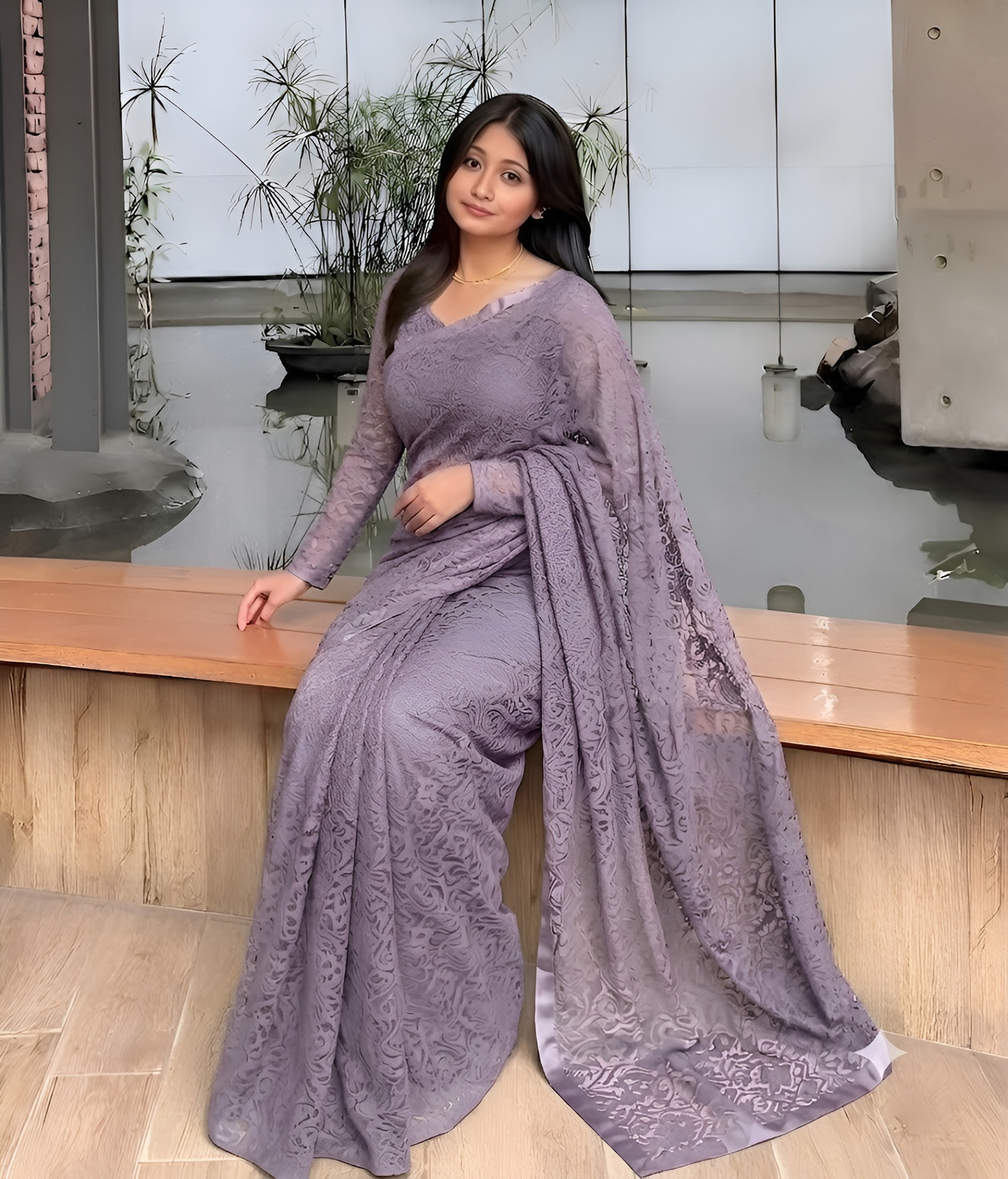 Image of Divastri Self Design Bollywood Net Saree