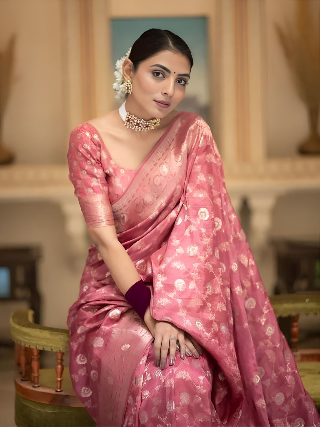 Image of Priyashi Woven Banarasi Cotton Silk, Jacquard Saree