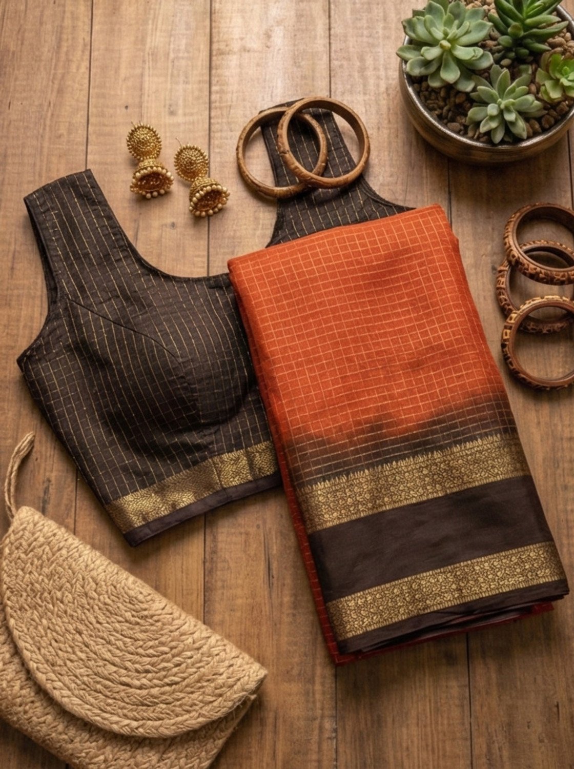 Image of KASTURI Checkered Bollywood Georgette Saree
